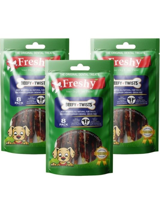 Freshy Gerçek Et Kaplı Diş Kaşıma Burgu Köpek Kemik X 3 Paket
